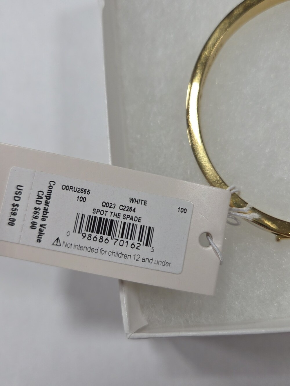 Kate Spade White Spot The Spade Enamel Hinged Bangle - Picture 5 of 10
